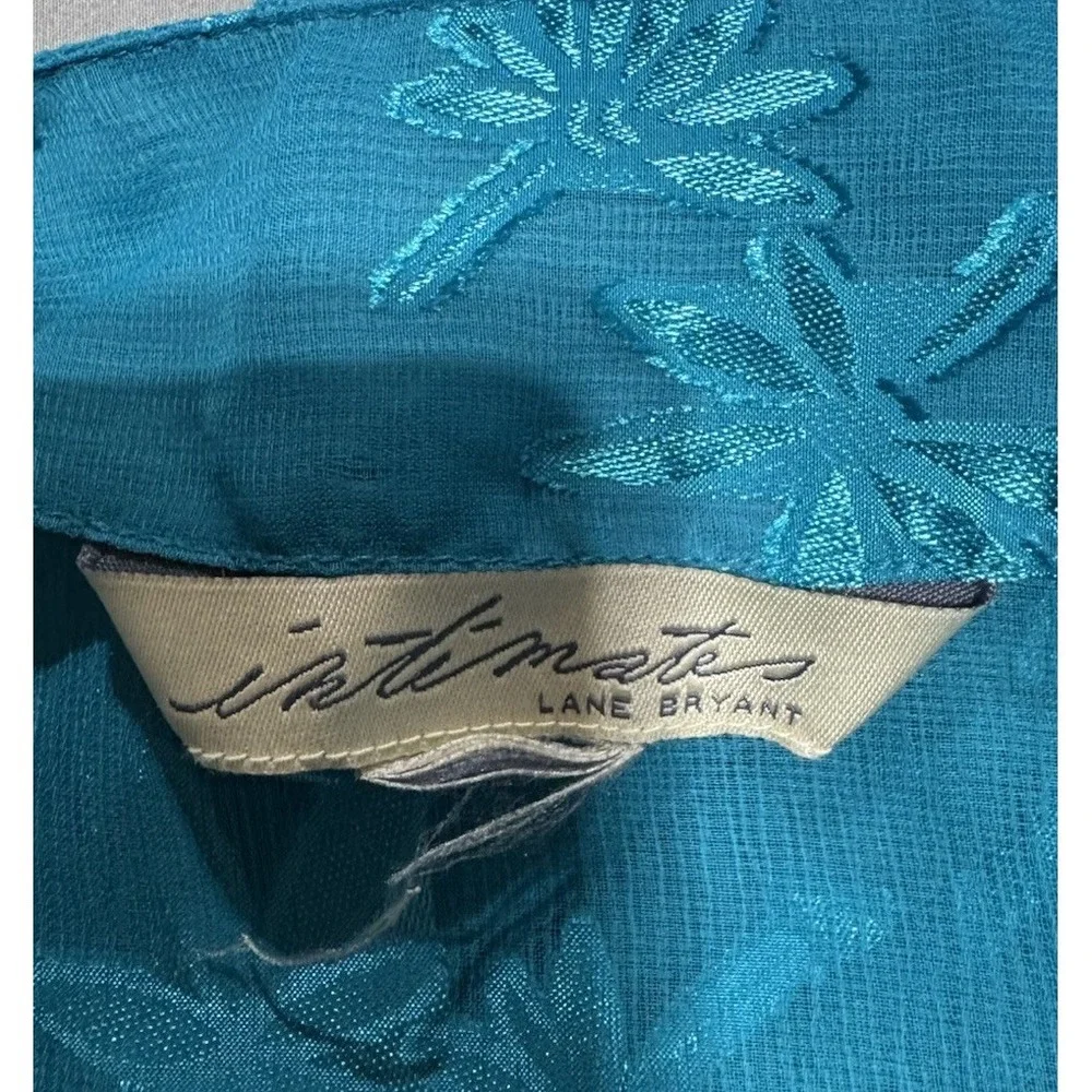 Vintage Lane Bryant Intimates Sheer Button Front Nightshirt Blue Floral 90s Plus